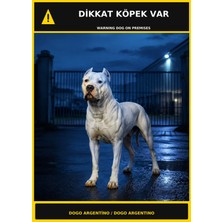 Ti Play Dikkat Köpek Var Dogo Argentino Görselli Pvc Uyarı Levhası 35X50CM