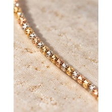 Sarezza Gold 14 Ayar Altın Üç Renkli Mini Dorika Bileklik – 19 cm