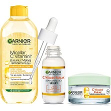 Toptan Budur Parlak Cilt Için Makyaj Temizleme Suyu + C Vitamini Serum + Nemlendirici Seti