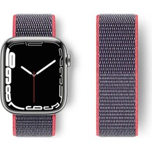 Toptan Budur Apple Watch 42MM Hasırlı Cırtcırtlı Kordon - Pembe