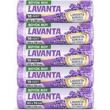 Toptan Budur Büyük Boy Lavanta Kokulu Büzgülü Çöp Torbası, 65X70 Cm, 60 L, Su Geçirmez Çöp Poşeti, Ka