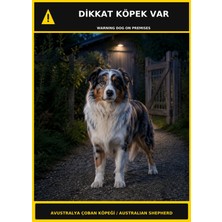 Ti Play Dikkat Köpek Var Avustralya Çoban Köpeği Görselli Pvc Uyarı Levhası 21X30CM