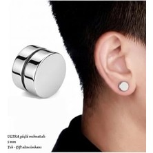 Toptan Budur Ultra Güçlü Mıknatıslı Erkek Küpe; 5 Mm, Çelik, Gümüş
