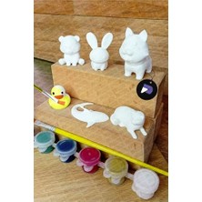 Toptan Budur Boyanabilir Hayvanlar Figür Seti, 6 Eğitici Figür, 3D Montessori Oyuncak