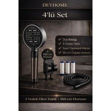 4'lü Set Masajlı Filtreli Duş Başlığı + Mafsal Askı + Hortum + 3 Yedek Filt