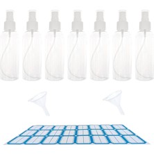 Str Store 7 Adet Sprey Şişesi, 100 ml Plastik Doldurulabilir Sprey Şişesi Temizle Boş Ince Sis Atomizer Seyahat Şişesi Huni ve Etiketleri Makyaj Kozmetik Saç Temizliği Için