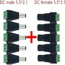 Toptan Budur 5'li Set 2.1 mm Dc Power Jack Dişi Erkek Fiş Adaptör Ucu Klemensli
