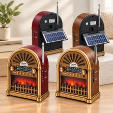 Akıllı Bayi Solar Şarjlı Retro Bluetooth Radyo Hoparlör - Am/fm/sw, Usb/type-C Aby