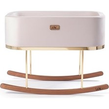 Beside Large Modern Premium Anne Yanı Bebek Beşiği Gold Cream