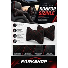 Fark Shop Mercedes G Serisi Model Ile Uyumlu Özel Üretim Boyun Destek Yastığı Siyah Deri ve Kırmızı Dikişli Yastık