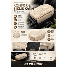 Fark Shop Bmw 116D Ed Serisi Model Ile Uyumlu Özel Üretim Kolçak Örtüsü Krem Deri ve Krem Dikişli