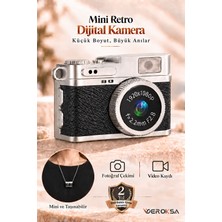 Veroksa Cmr-35 Mini Retro Dijital Fotoğraf Makinesi, Selfie Video Vlog Kamerası, 1080P Video Kamerası, Ekranlı Usb-C Şarjlı