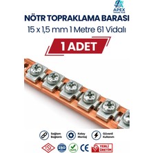 Sutem Nötr Topraklama Barası 15X1,5 mm 1 Metre 61 Vidalı Klemens Barası