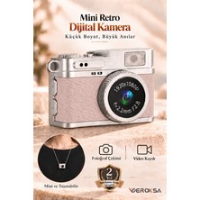 Veroksa Cmr-35 Mini Retro Dijital Fotoğraf Makinesi, Selfie Video Vlog Kamerası, 1080P Video Kamerası, Ekranlı Usb-C Şarjlı
