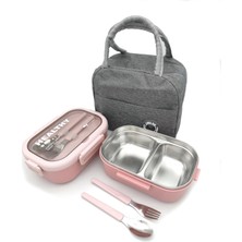 TUX Isı Yalıtımlı Termal Çantalı Çelik Lunch Box – Bpa’sız, Sızdırmaz, Çok Bölmeli Yemek Kabı Pembe