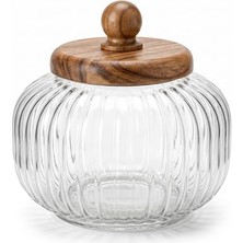 Toptan Budur Akasya Ahşap Kapaklı Borosilikat Cam Kavanoz, Vakumlu Contalı, Hava Sızdırmaz, 950 Ml, 1200 Ml,