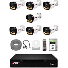 Fury 7 Kameralı Güvenlik Kamera Seti 4 Warm LED Gece Renkli Görüş 250 GB HDD