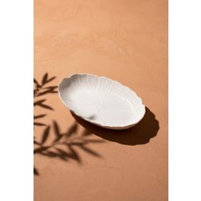 MİEN Flower Porselen Oval Tekli Kayık Tabak 30CM