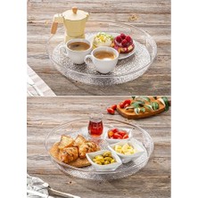 Toptan Budur Diamond Akrilik Kırılmaz Şeffaf Servis Tepsisi, Yuvarlak 36X36X5 Cm, 843