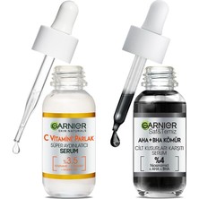 C Vitamini Parlak Süper Aydınlatıcı Serum 30 ml & Aha+Bha Cilt Kusurları Karşıtı Serum%4 [niasinamid + Peelıng Etkili Aha+Bha] 30ML Cilt Bakım Seti