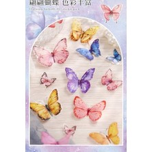 Toptan Budur Kolbi Craft 6 Sayfa 123 Adet Şeffaf Renkli Kelebek Sticker Bullet Journal Scrapbook Laptop Ajanda P