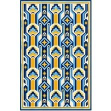 Rugs Modern Halı Sdtplus Art Deco Madalyon Geometrik Desenli Çok Renkli Ince Dokuma Taban Salon Halısı OZL274