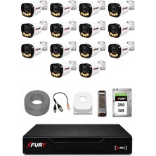 Fury 14 Kameralı Güvenlik Kamera Seti 4 Warm LED Gece Renkli Görüş 250 GB HDD