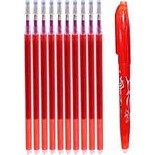 Toptan Budur Isı ile Uçan Silinebilen Refill Kalem Içi ve Kalem 11 Adet Kırmızı