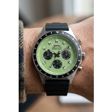 Slazenger Sportif Yeşil Erkek Kol Saati | 44 mm Çelik Kasa, Siyah Silikon Kordon