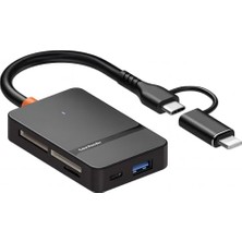 Toptan Budur 8in1 Type-C Çoğaltıcı Adaptör, USB A, Sd, Tf ve Ms Kart Girişli USB Hub, Hızlı Veri Aktarı