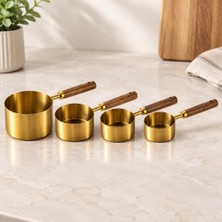Gees Global Ağaç Kulplu Ölçü Kaşığı 4'lü Set