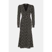 Alessandra Rich Alessandra Rıch Black Patterned Midi Dress