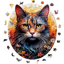 Toptan Budur Ahşap Yetişkin Puzzle, Kedi ve Çiçek, 333 Parça, 29 x 33 Cm, Yapıştırıcı Folyo Dahil, Wz-2