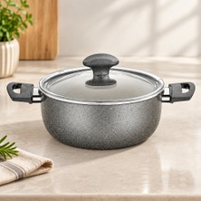 TKÇ Granit Kaplamalı Derin Tencere 22 cm Cam Kapak Ab