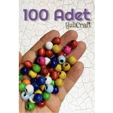 Toptan Budur 10 mm Karışık Renkli Ahşap Boncuk - Makrome Boncuğu, Takı Boncuğu, Dekoratif Boncuk, 100 Adet