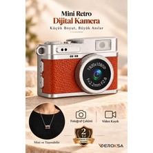 Veroksa Cmr-35 Mini Retro Dijital Fotoğraf Makinesi, Selfie Video Vlog Kamerası, 1080P Video Kamerası, Ekranlı Usb-C Şarjlı