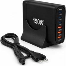 Toptan Budur 150W Gan Hızlı Şarj Istasyonu; 6 Portlu Masaüstü Şarj Aleti, 3 Usb-C Type-C ve 3 Usb-A Giriş
