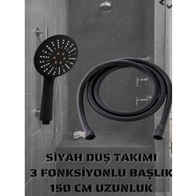 150 cm Siyah Duş Takımı Duş Seti Duş Hortumu Duş Başlığı
