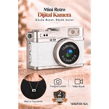 Veroksa Cmr-35 Mini Retro Dijital Fotoğraf Makinesi, Selfie Video Vlog Kamerası, 1080P Video Kamerası, Ekranlı Usb-C Şarjlı