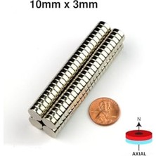 Toptan Budur 10 mm Çap ve 3 mm Kalınlıkta Yuvarlak Neodyum Mıknatıs, 30 Adet
