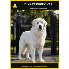 Ti Play Dikkat Köpek Var Pirene Dağ Köpeği Görselli Pvc Uyarı Levhası 50X70CM