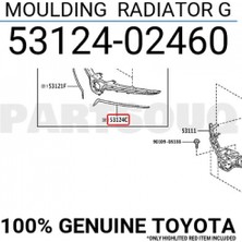 Toyota Corolla 201822 Ön Panjur Bandı Nikelaj Sol  (Oem No:  53124-02460)