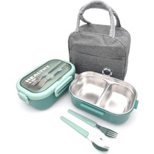 TUX Isı Yalıtımlı Termal Çantalı Çelik Lunch Box – Bpa’sız, Sızdırmaz, Çok Bölmeli Yemek Kabı Su Yeşili