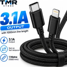 Tmr Store Apple iPhone 11 Pro Max Uyumlu 3.1A Type-C To Lightning Şarj ve Veri Kablosu 1 Metre