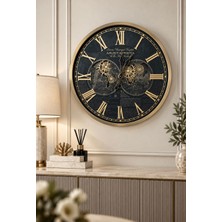 80 cm Metal Kasalı Dekoratif Duvar Saati – Roma Rakamlı Vintage Tasarım – Siyah Gold