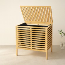 ENCO Kalın Bambu Çamaşır Sepeti 50X38X55 cm (Kumaş Torbalı)