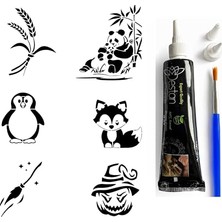 Toptan Budur Panda Hint Kınası ile Geçici Dövme Yapma Seti, Fırça Hediyeli