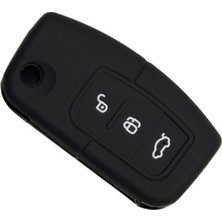 Toptan Budur Autohan Keys Ford Fiesta Focus Courier B-Max Kuga Için Siyah Silikon Anahtar Koruma Kılıfı, 3 Tu