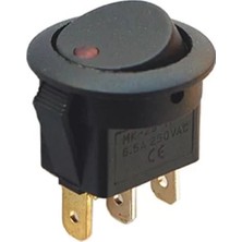 Hubrendy Sh IC-132 Yuvarlak 3 Pinli 220 Volt Nokta Işıklı Açma-Kapama Anahtarı