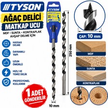 Tyson Ağaç Ahşap Delici Matkap Ucu Mdf Sunta Kontraplak 10 x 250 mm 1 Adet Gönderilir